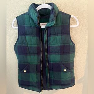 Merona Women’s Small Plaid Puffer Vest in Dark Green and Navy